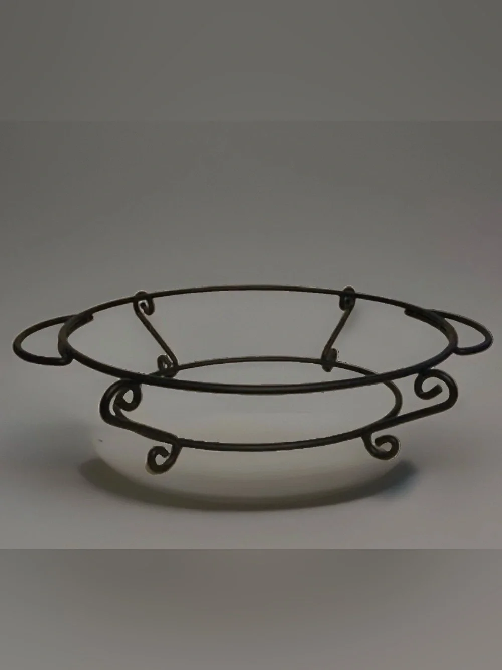 Black Metal Oval Caserolle dish Stand Ornate Scroll Design‎ Farmhouse